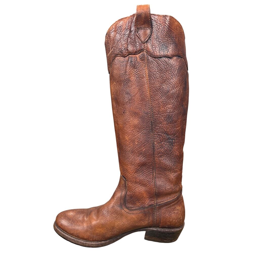 Frye Carson Brown Distressed Lug Sole Riding Boots Size US 8.5 B - Picture 2 of 10